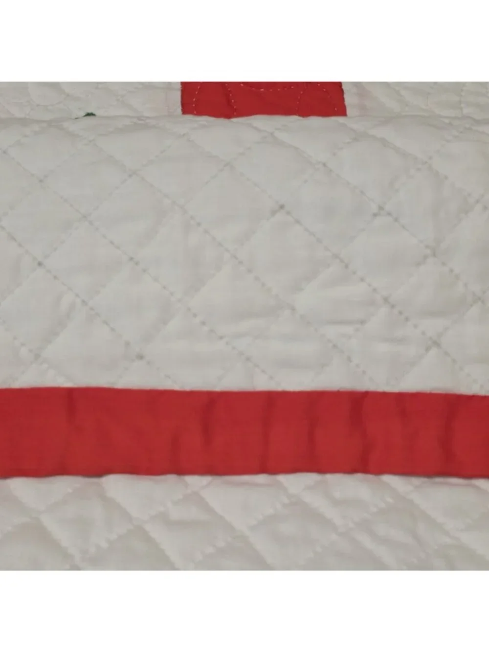 Vintage Handmade Applique Quilt Queen Red Hand Quilted Floral Folk Art Cottage